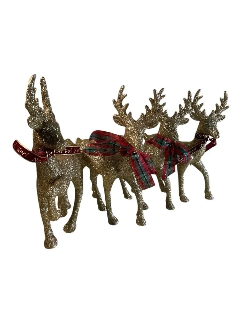 Christmas Decor Reindeer set of 4 gold glitter